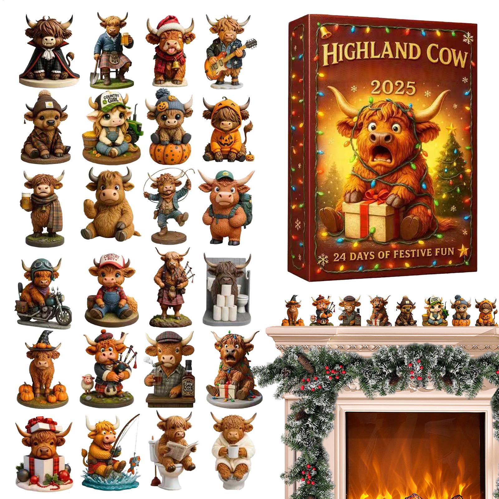 Advent Calendar Gift - ปฏิทินนับถอยหลังคริสต์มาสรูปวัว 3 มิติ ชุดตกแต่ง 24 ชิ้น