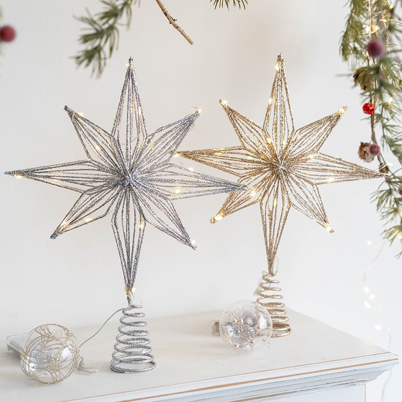 Star Tree Topper - ของตกแต่งต้นคริสต์มาส ดาวห้าแฉกเรืองแสง ประดับต้นคริสต์มาสแบบแขวน