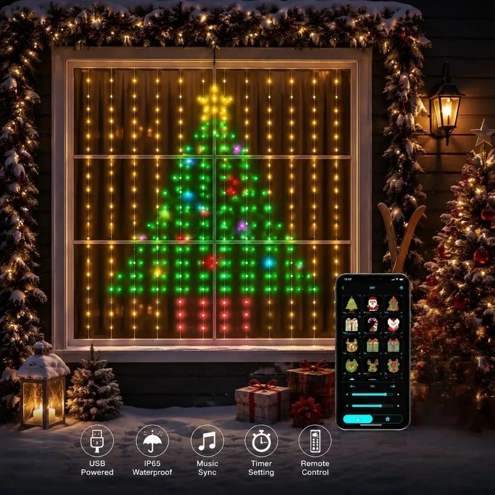 Led Fairy String Lights - ไฟม่าน LED พิกเซล ควบคุมผ่านแอปพลิเคชันบลูทูธ ไฟสาย RGB