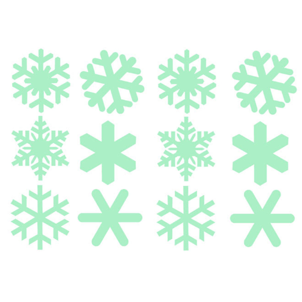 Snowflake Window Decal - สติ๊กเกอร์ติดผนังลายเกล็ดหิมะเรืองแสงสำหรับคริสต์มาส 1 ชุด ติดแน่นในที่มืด ลอกออกได้ ใช้ตกแต่งหน้าต่าง