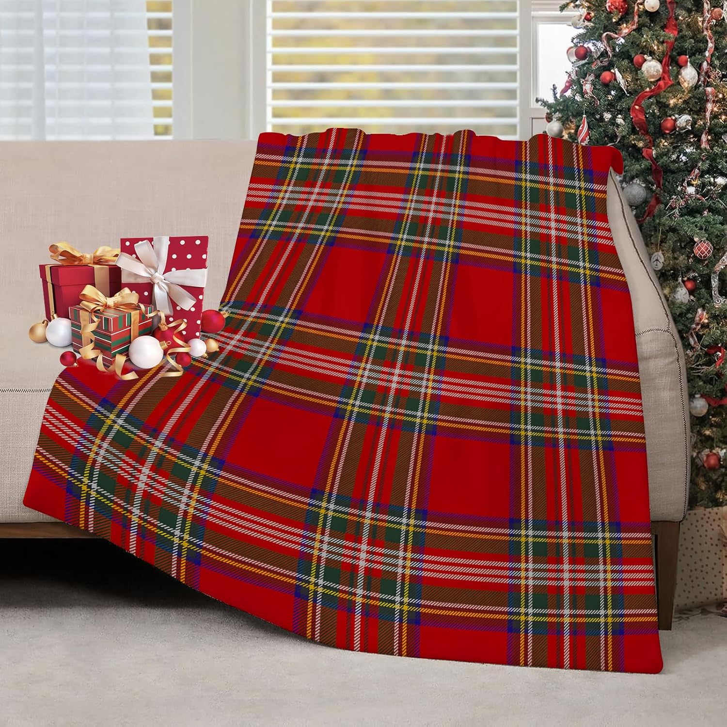 ผ้าห่มลายสก็อตสำหรับคริสต์มาส  - Christmas Throw Blanket บทวิจารณ์และราคา