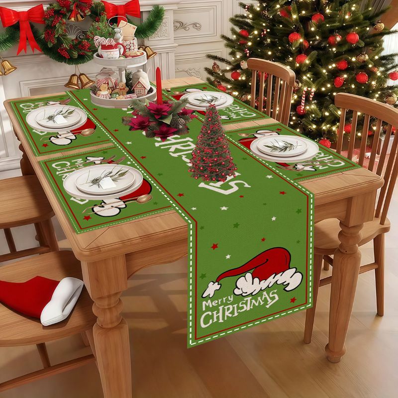 VIKAMA ชุดแผ่นรองจานลายการ์ตูน - Christmas Table Runner บทวิจารณ์และราคา