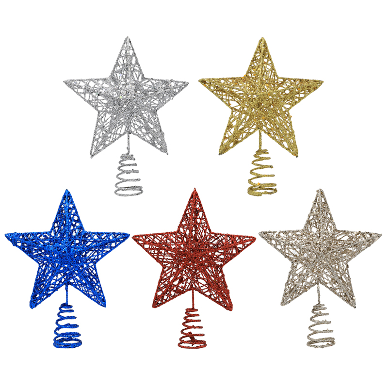 1 PC ทอง/เงิน/สีแดง/Blue Glitt - Star Tree Topper บทวิจารณ์และราคา